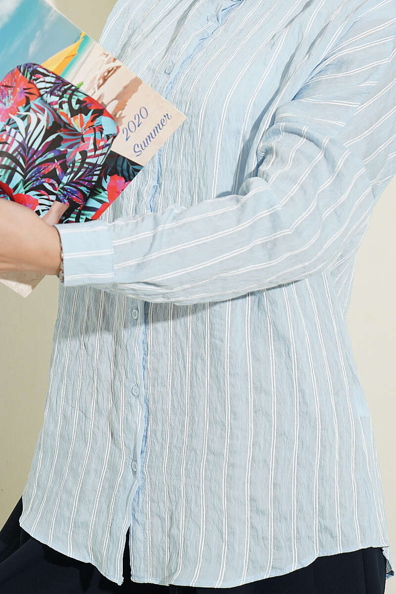 Basic Pinstripe Shirt - Blue