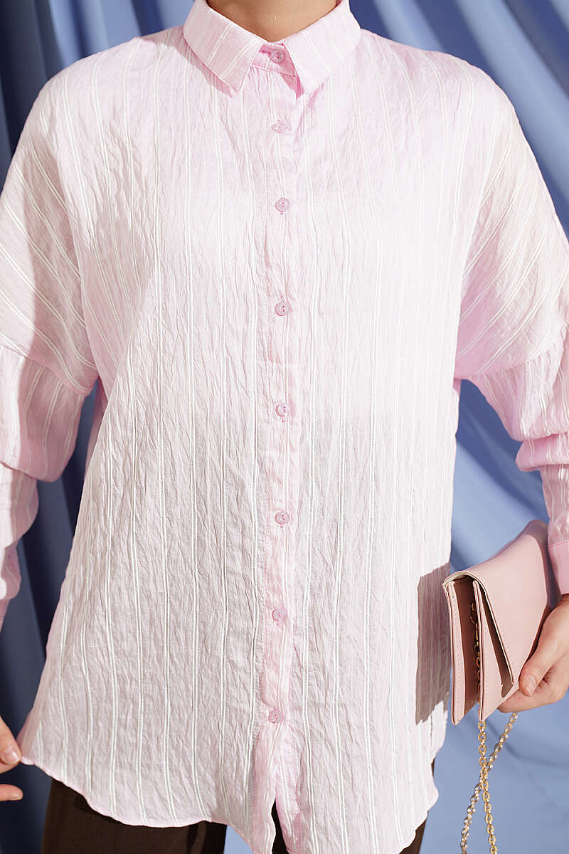 Basic Pinstripe Shirt - Pink