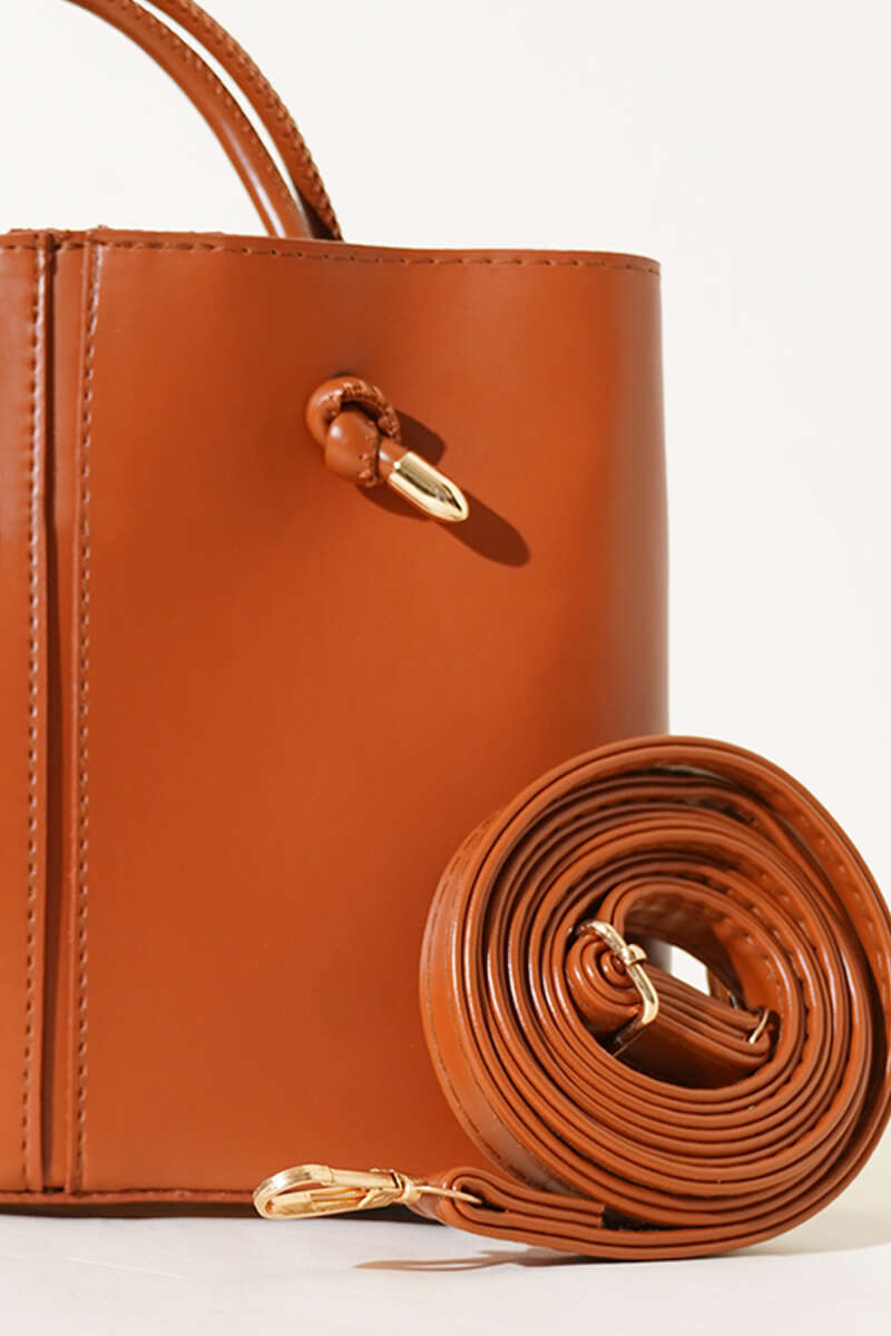 Handbag with Stitch Detail - Tan