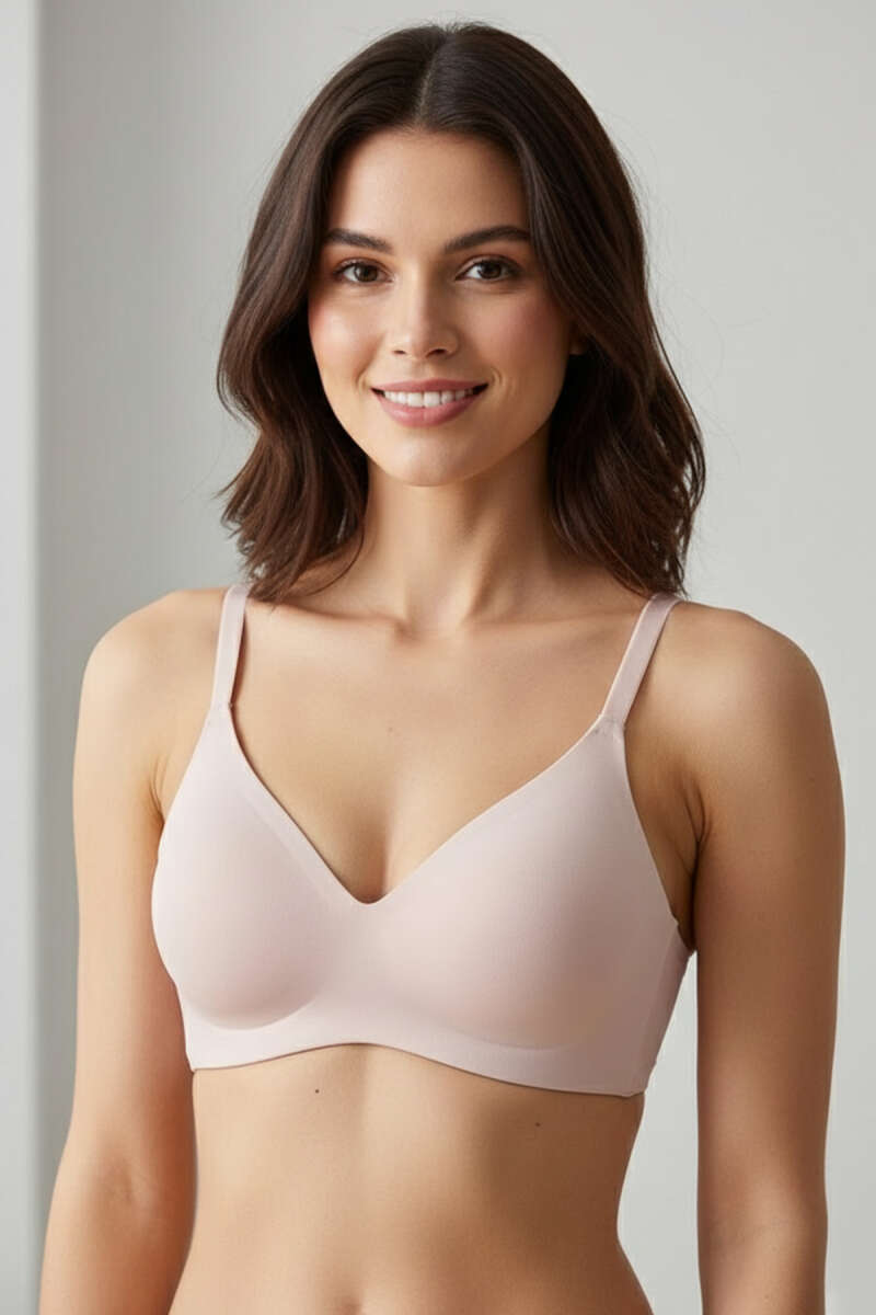 Seamless Laser-Cut Unpadded Bra - Powder