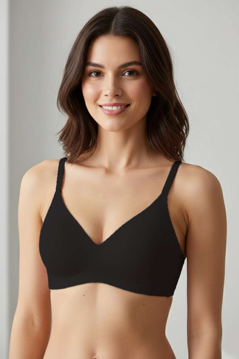 Seamless Laser-Cut Unpadded Bra - Black