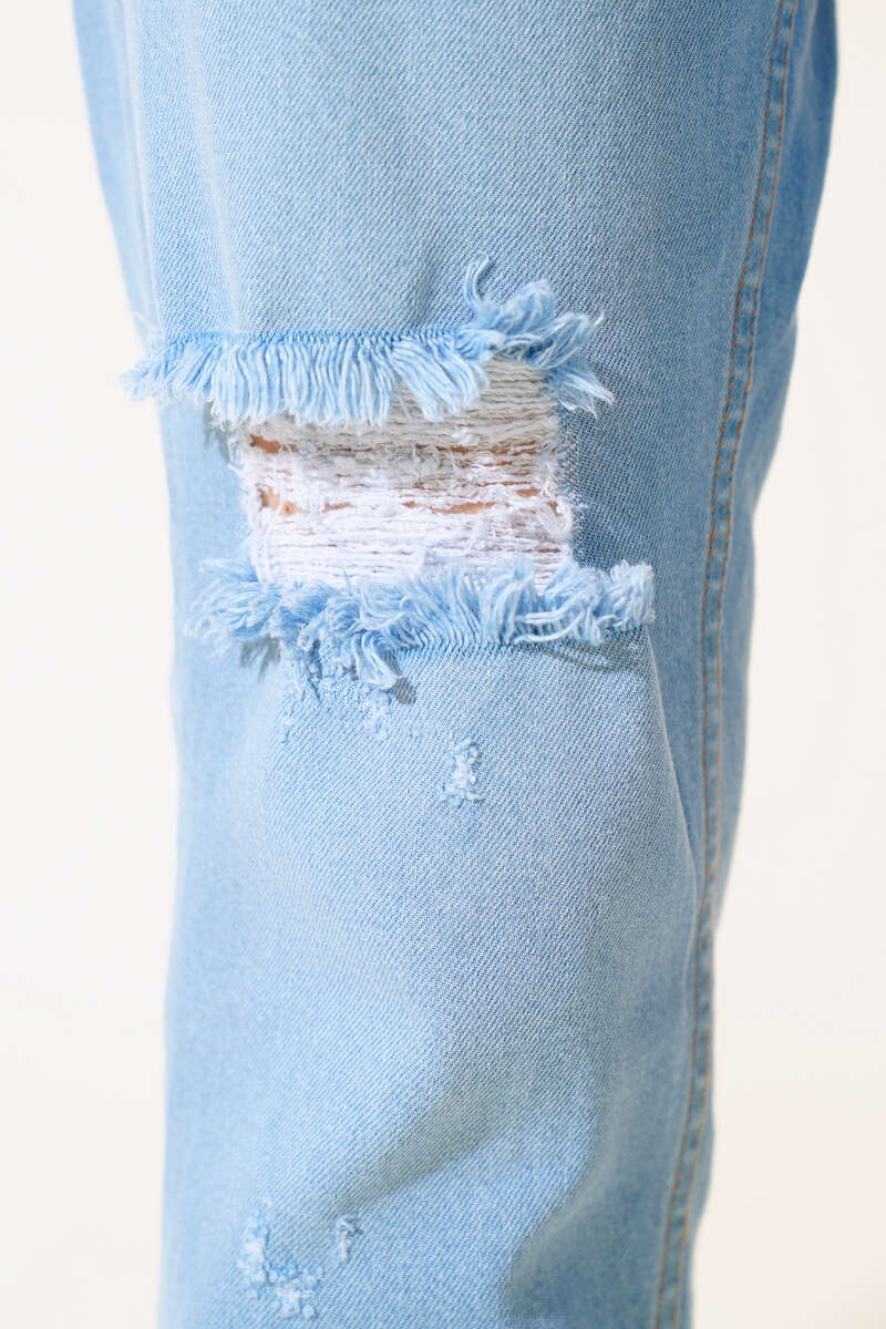 Ripped-Knee Jeans - Blue
