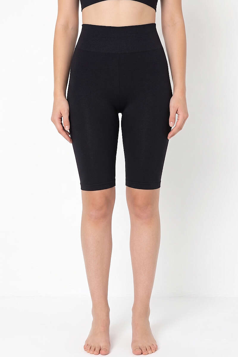 High-Waist Shaping Knee-Length Leggings - Black