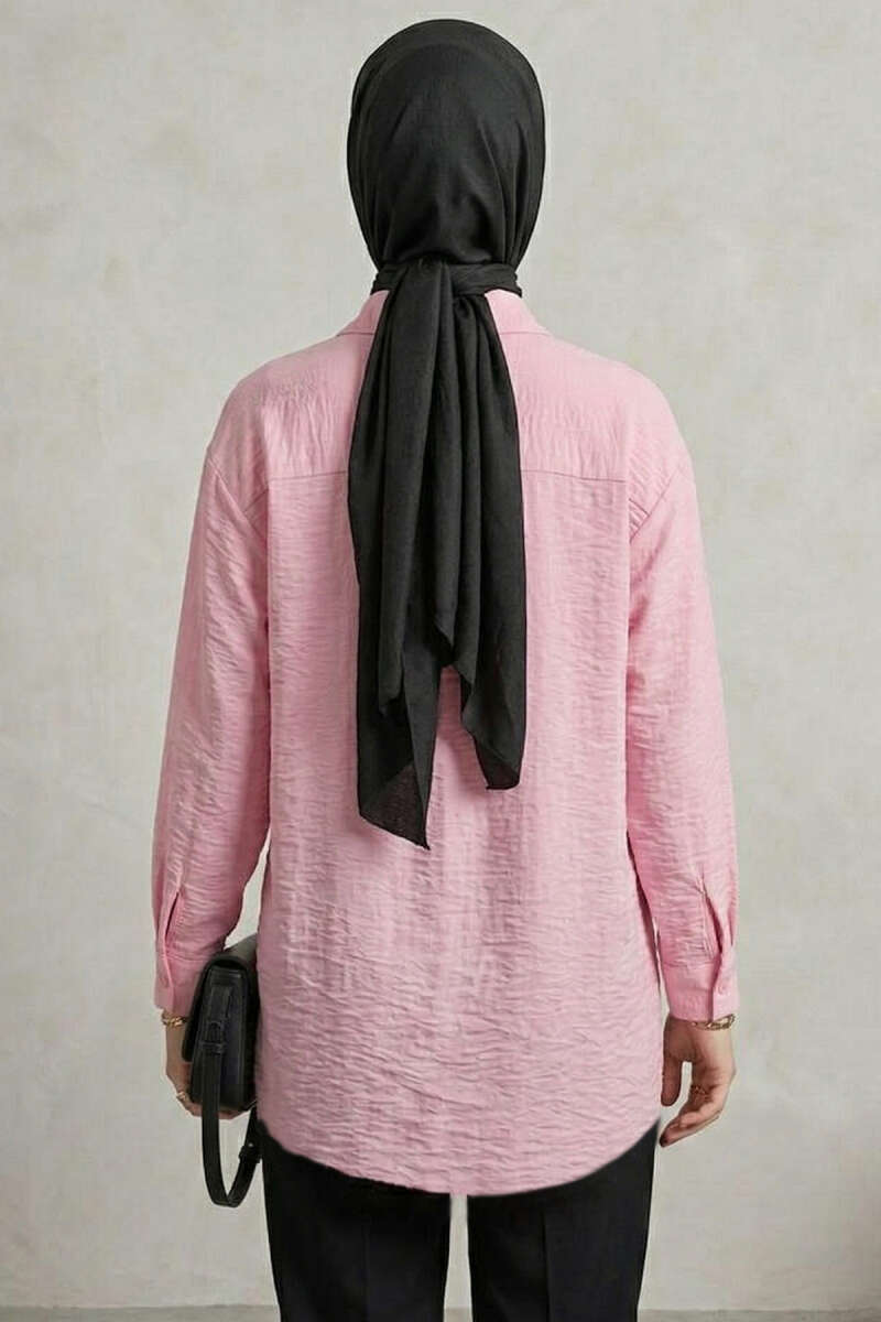 Floral Textured Crepe Shirt - Pink