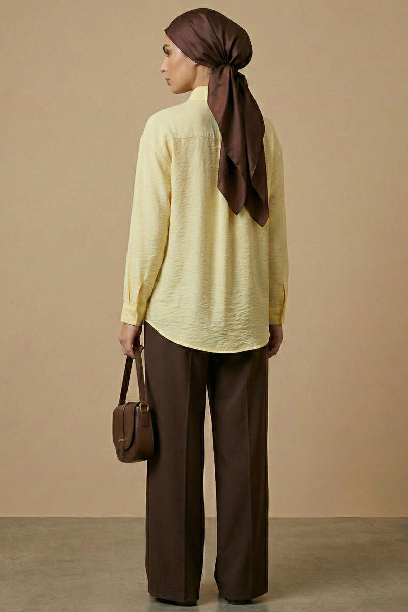 Floral Textured Crepe Shirt - Yellow