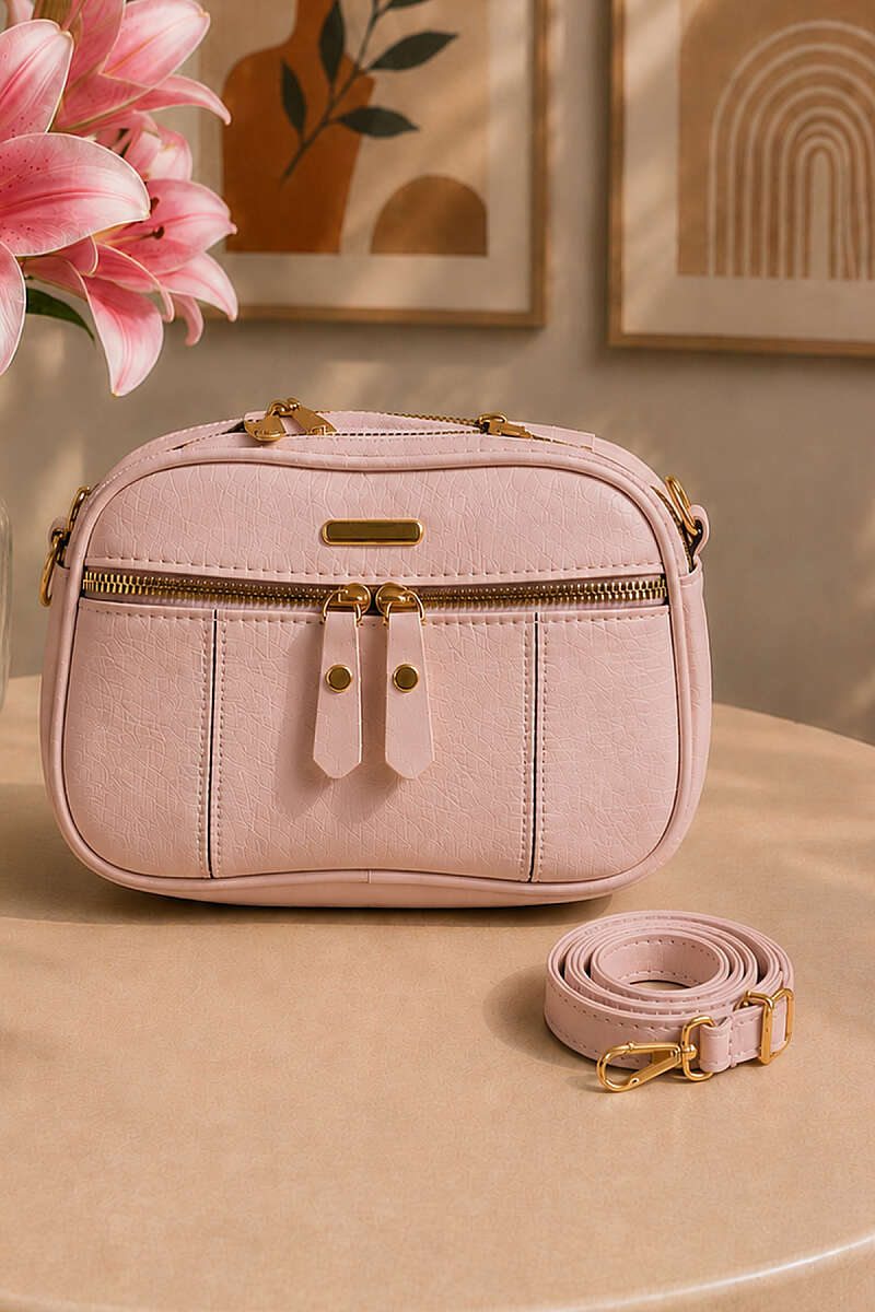 Four-Zip Crossbody Bag - Powder