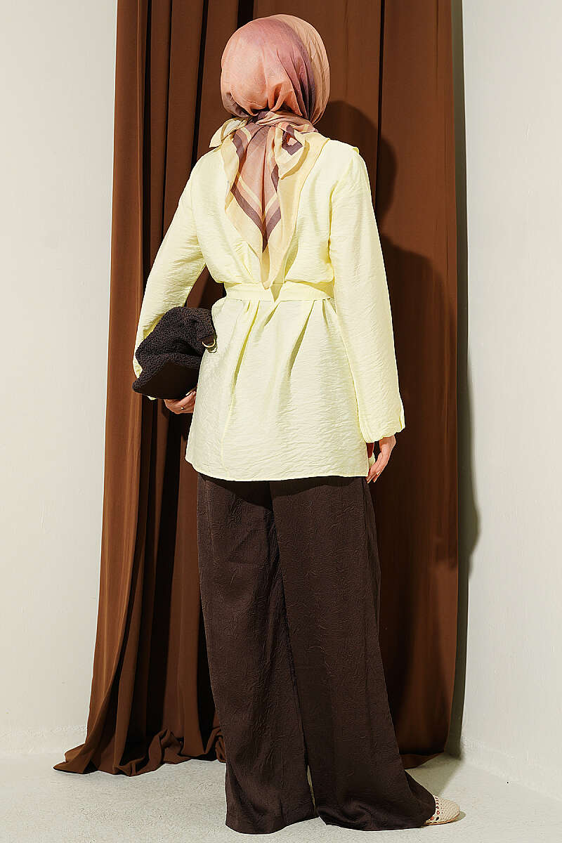 Belted Draped Tunic - Yellow