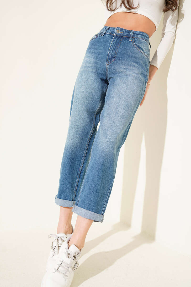 Turn-Up Slim-Leg Jeans - Classic Denim