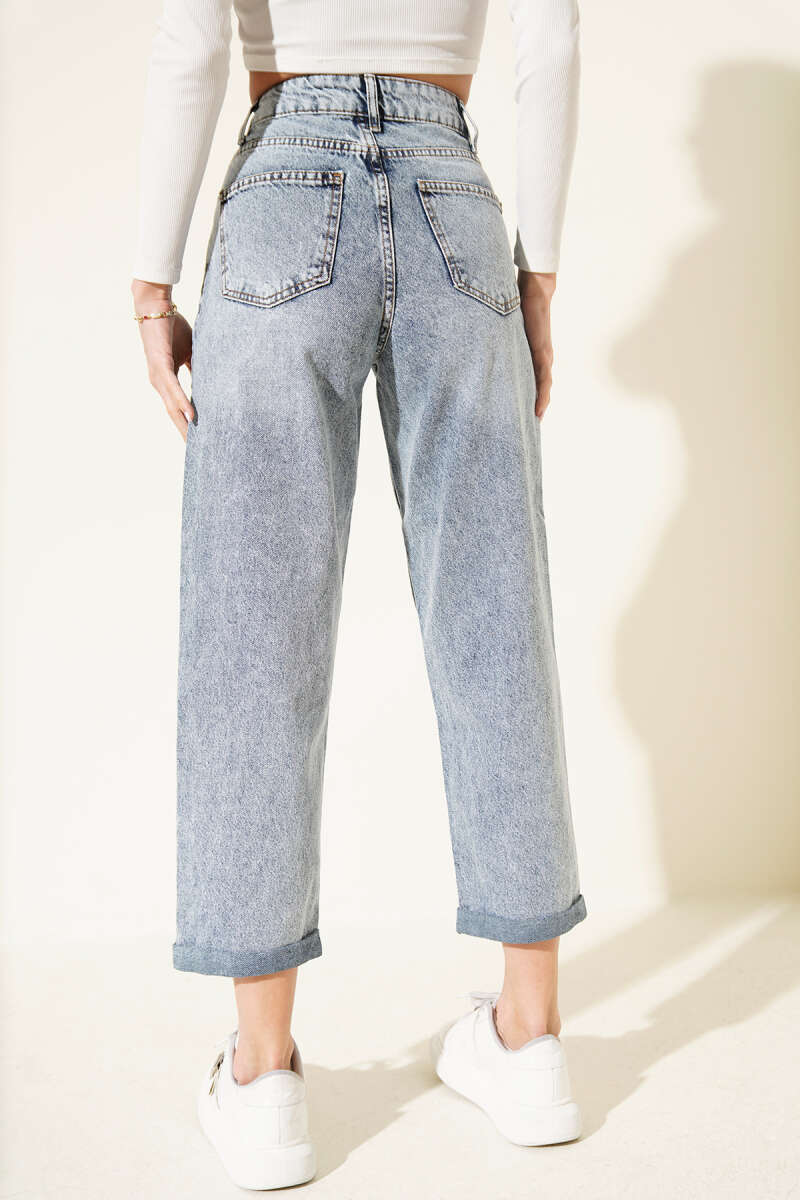 Turn-Up Slim-Leg Jeans - Denim Blue