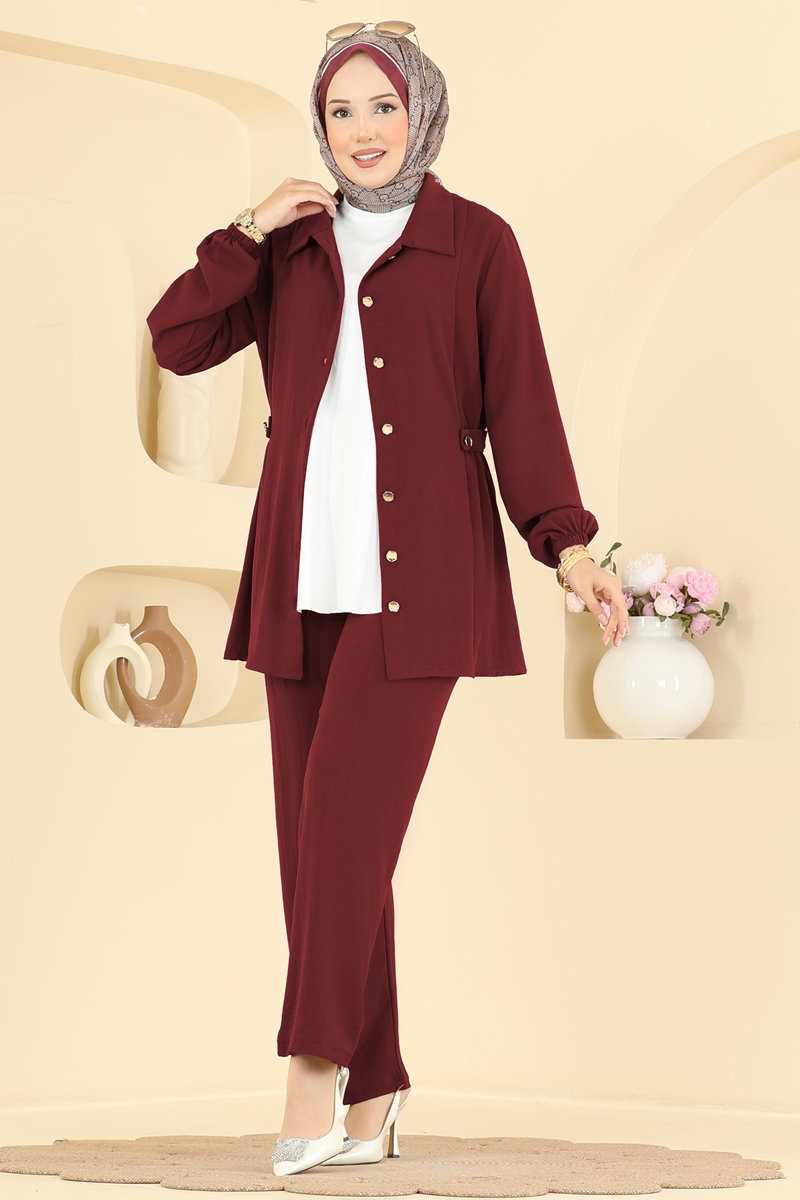 Aerobin Two-Piece Button Set - Burgundy