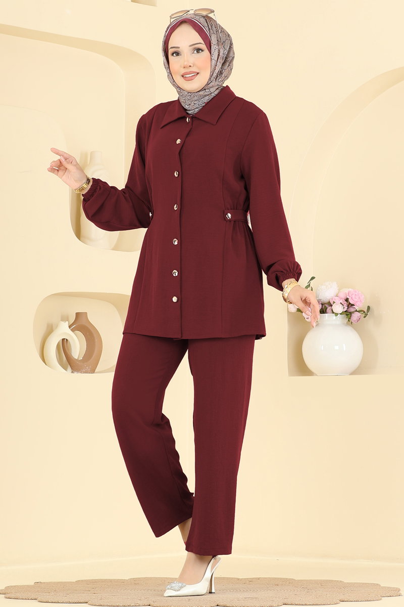 Aerobin Two-Piece Button Set - Burgundy