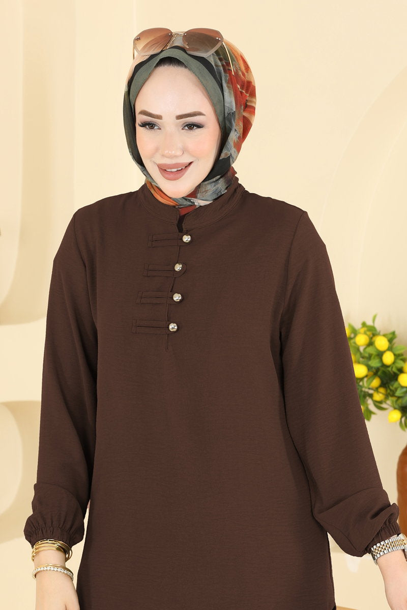Button-Detail Aerobin Two-Piece Set - Brown