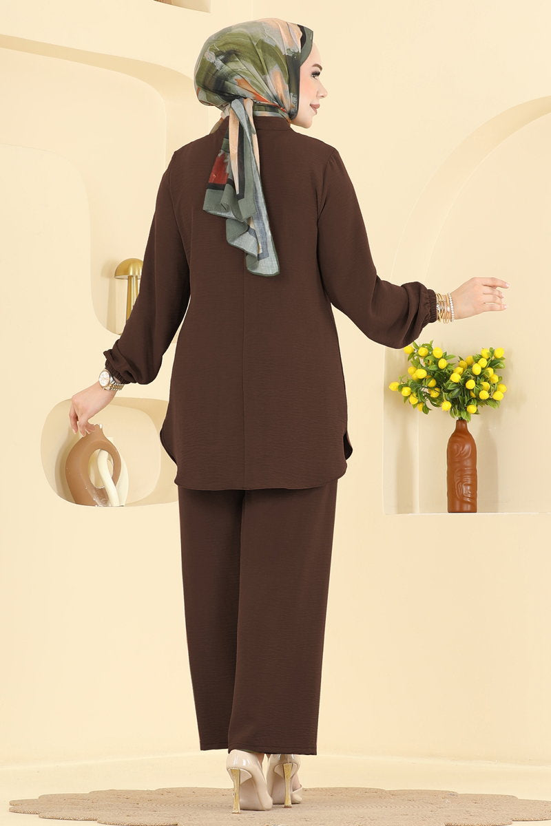Button-Detail Aerobin Two-Piece Set - Brown