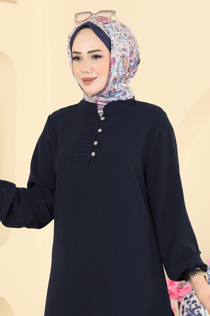 Button-Detail Aerobin Two-Piece Set - Dark Navy