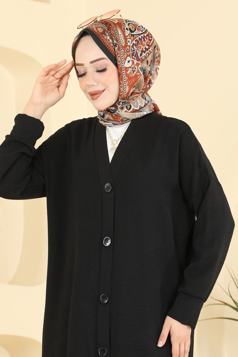 Aerobin Button Cardigan - Black