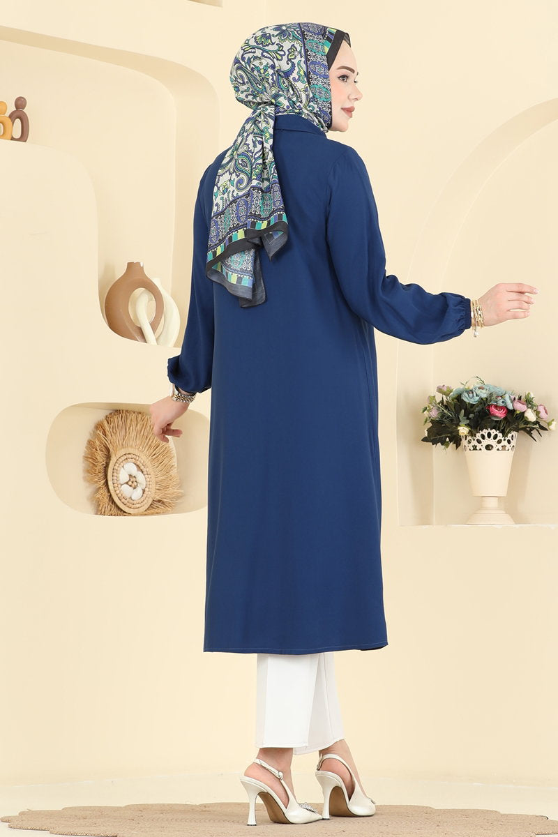 Button-Detail Tunic - Dark Indigo