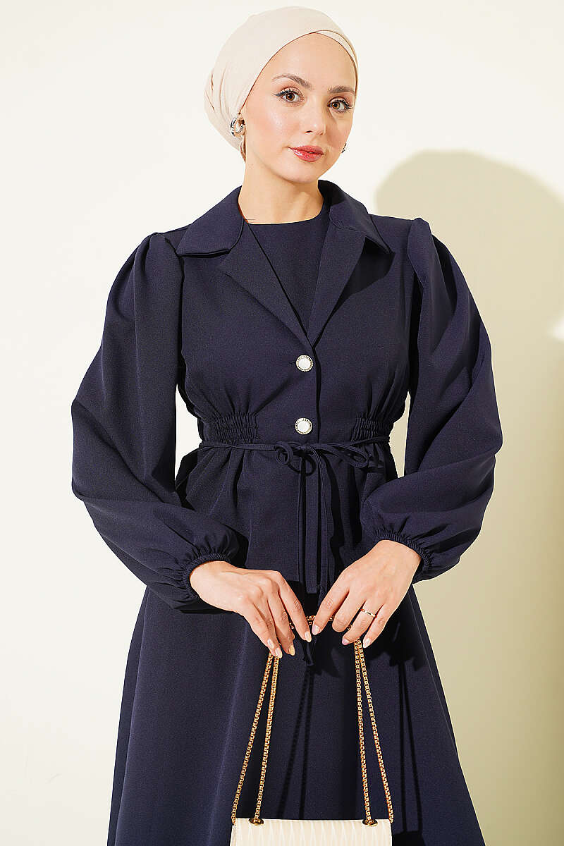 Jacket Set with Button Detail - Navy