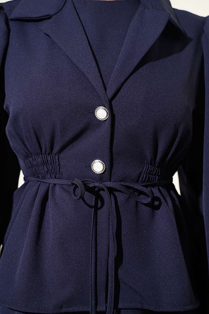 Jacket Set with Button Detail - Navy