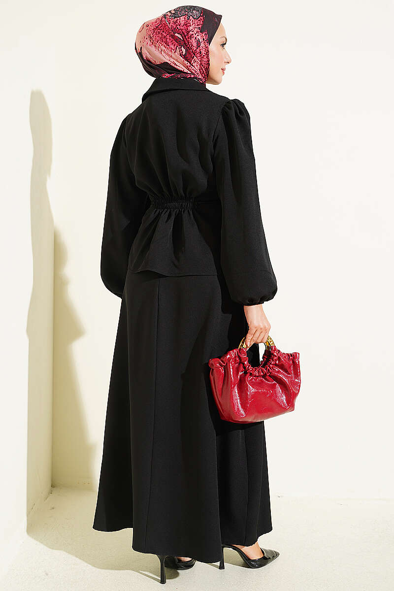 Jacket Set with Button Detail - Black