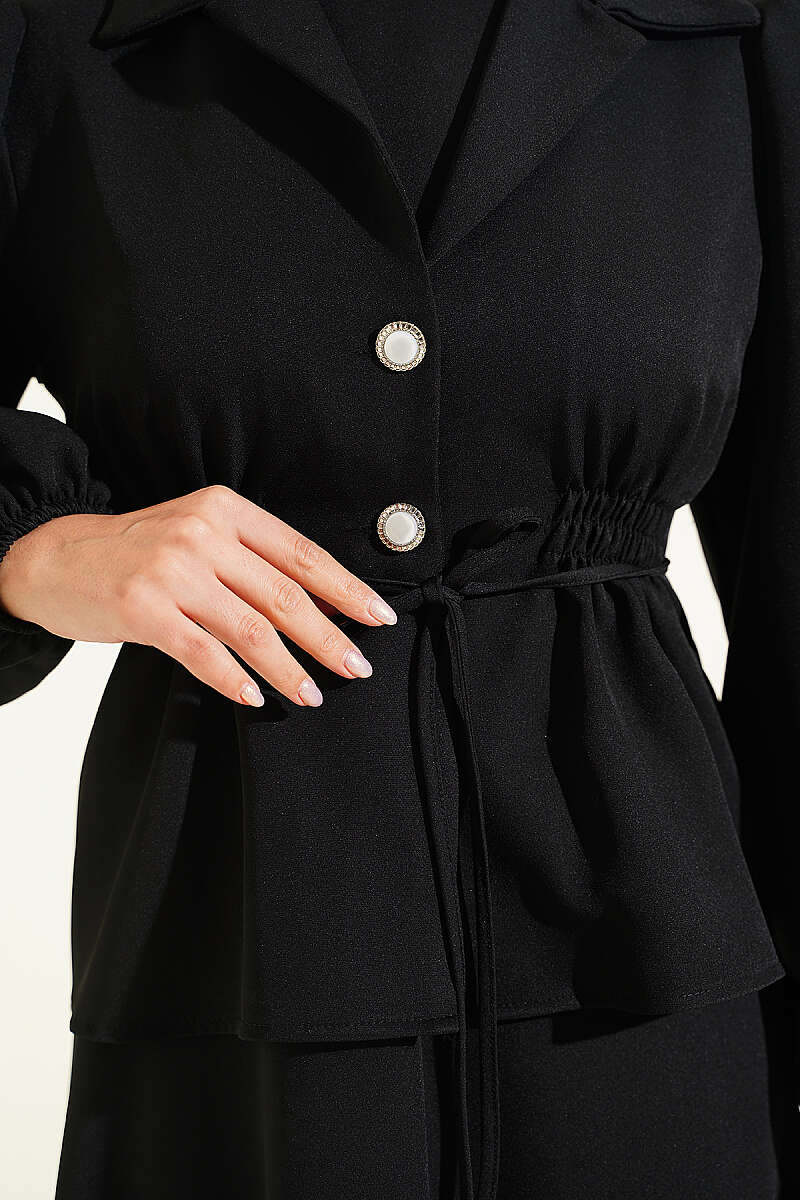 Jacket Set with Button Detail - Black