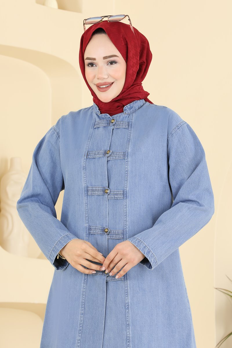 Denim Set with Button Detail - Light Denim
