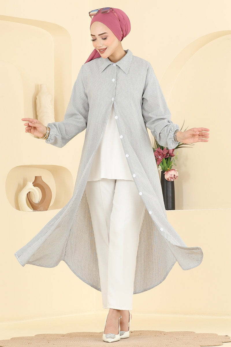 Viscose Tunic with Buttons - Black