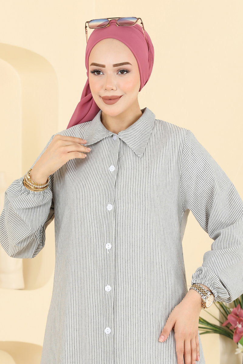 Viscose Tunic with Buttons - Black