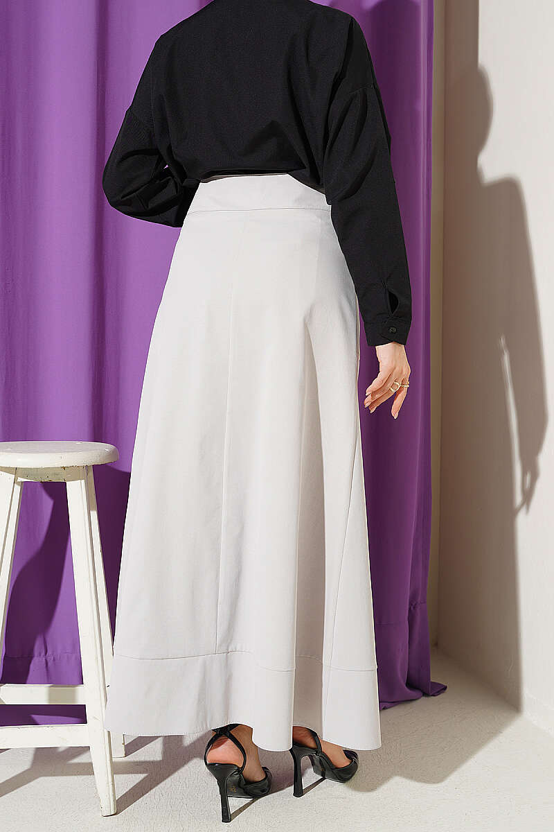 Tie Skirt with Faux Buttons - Grey
