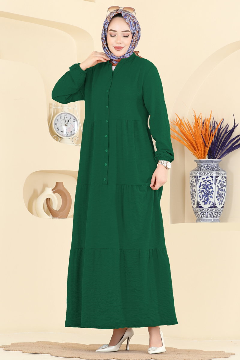 Long Aerobin Button Dress - Light Emerald