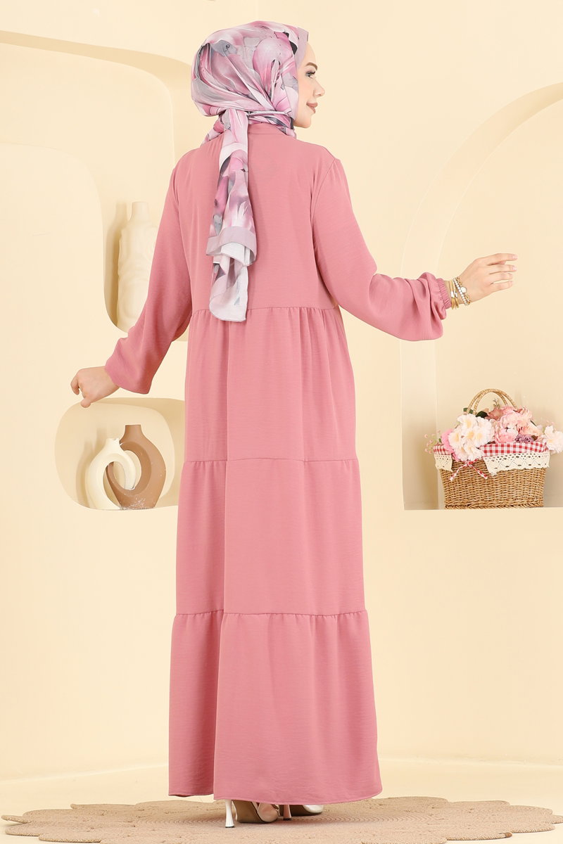 Long Aerobin Button Dress - Dusty Rose