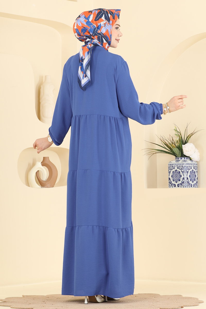 Long Aerobin Button Dress - Indigo