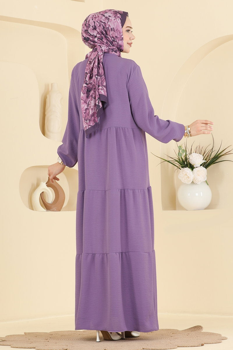 Long Aerobin Button Dress - Lilac
