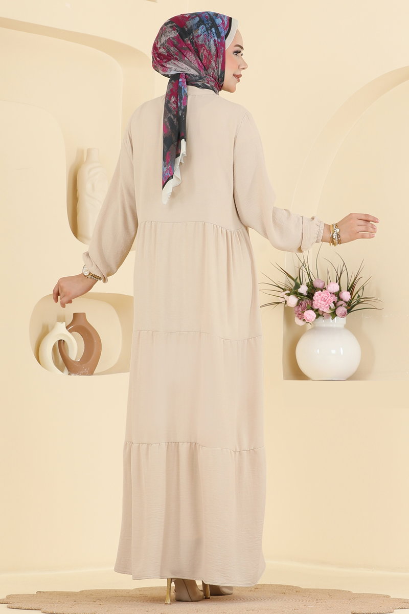 Long Aerobin Button Dress - Stone