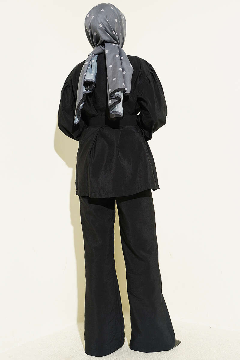 Balloon-Sleeve Parachute Button Set - Black