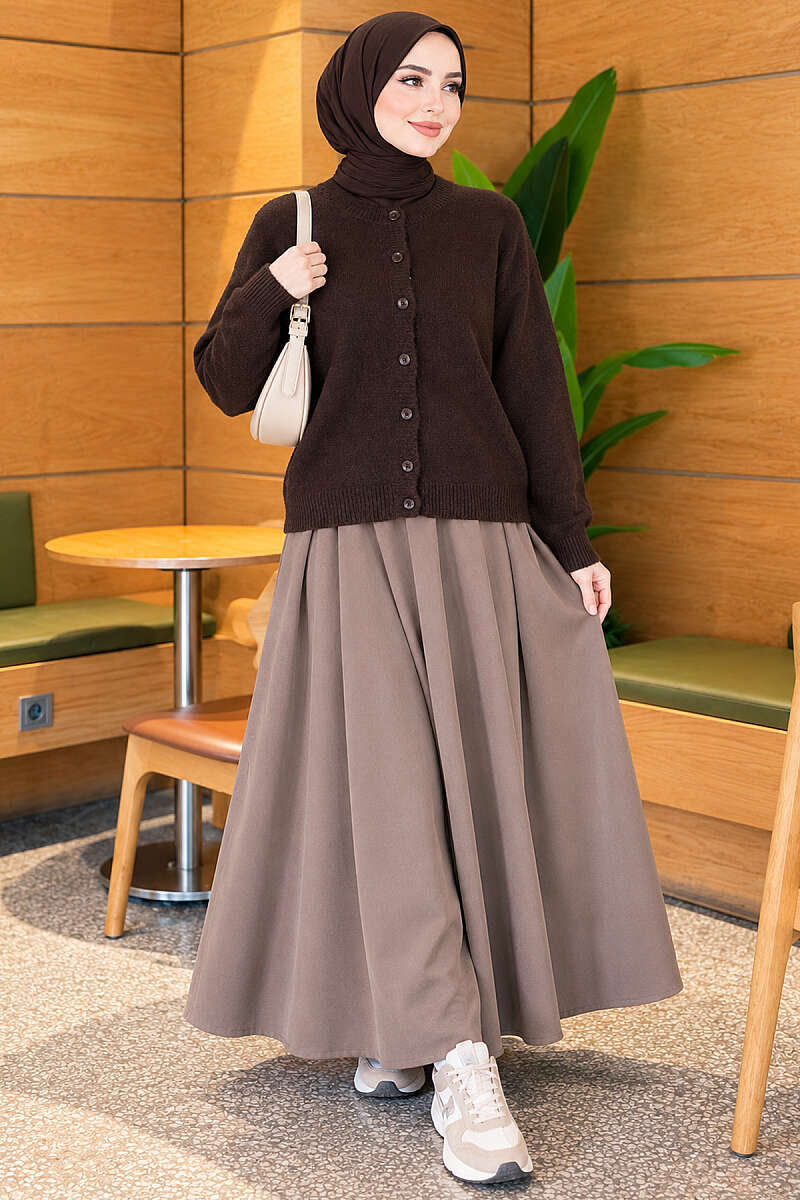 Short Basic Knit Cardigan - Dark Brown