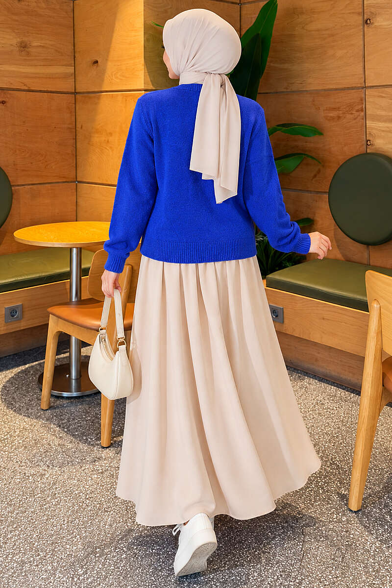Short Basic Knit Cardigan - Saxe Blue