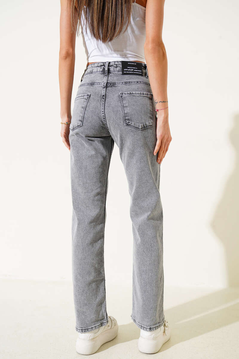 Straight-Leg Button Jeans - Grey