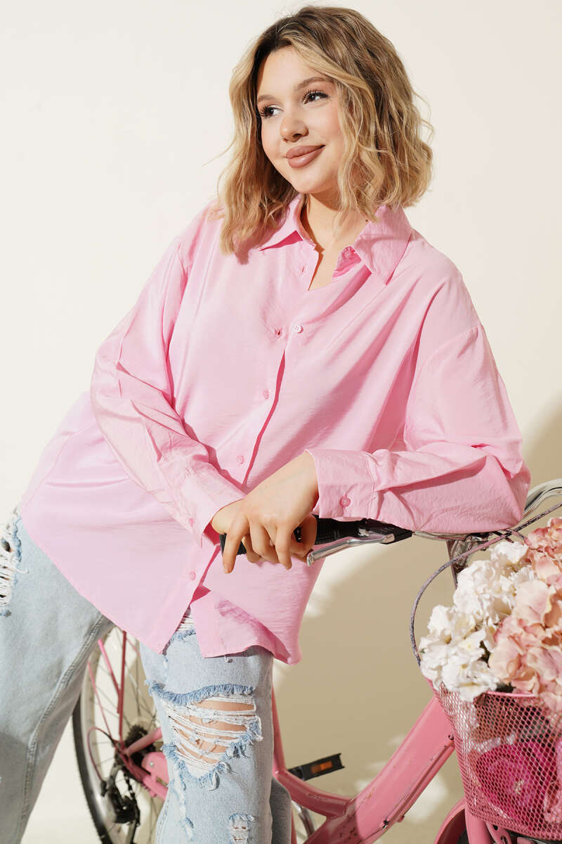 Oversized Button Shirt - Pink