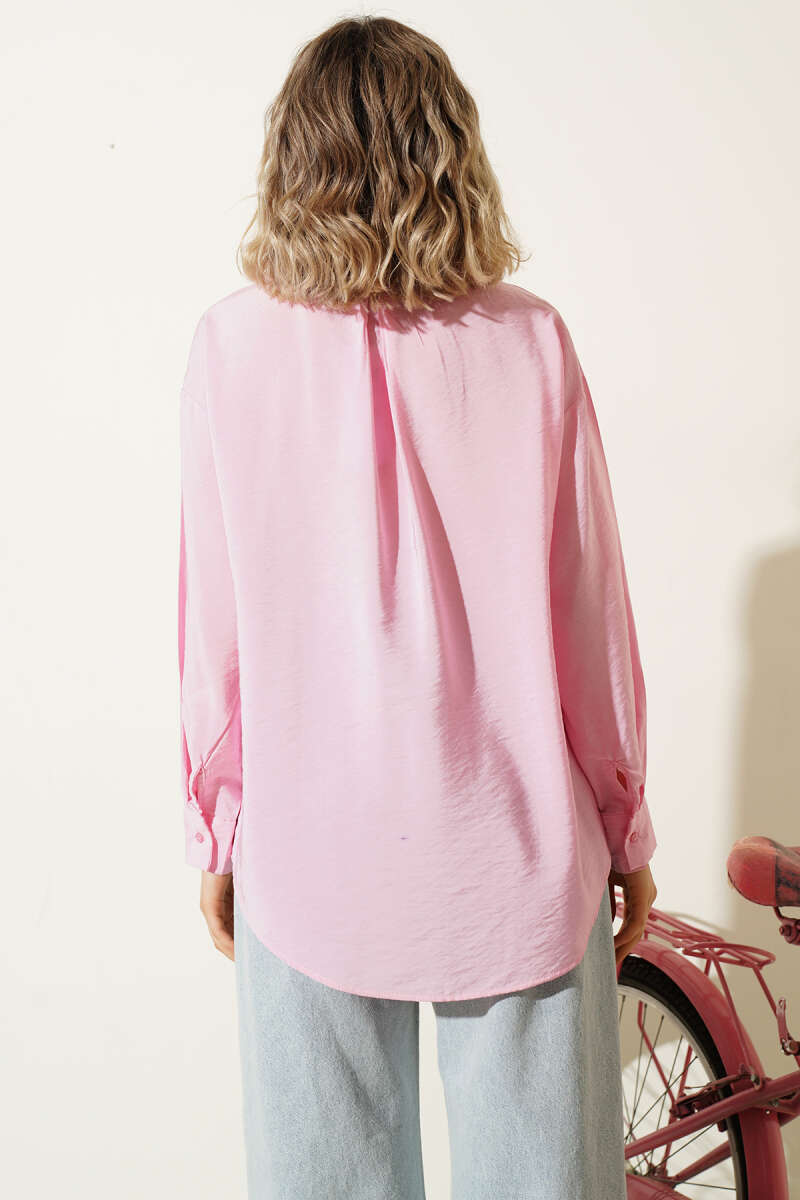 Oversized Button Shirt - Pink