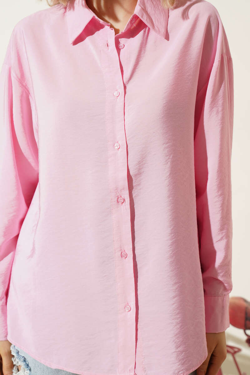 Oversized Button Shirt - Pink