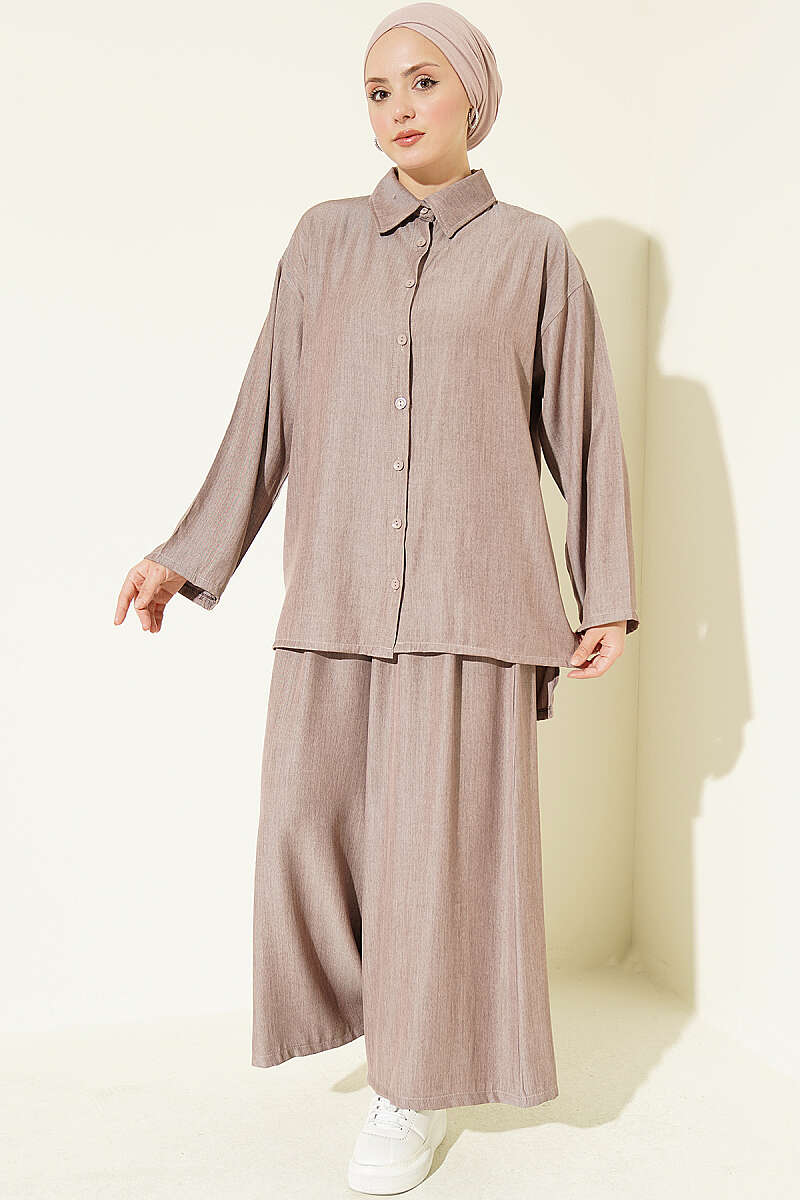 Loose Button Two-Piece Set - Powder