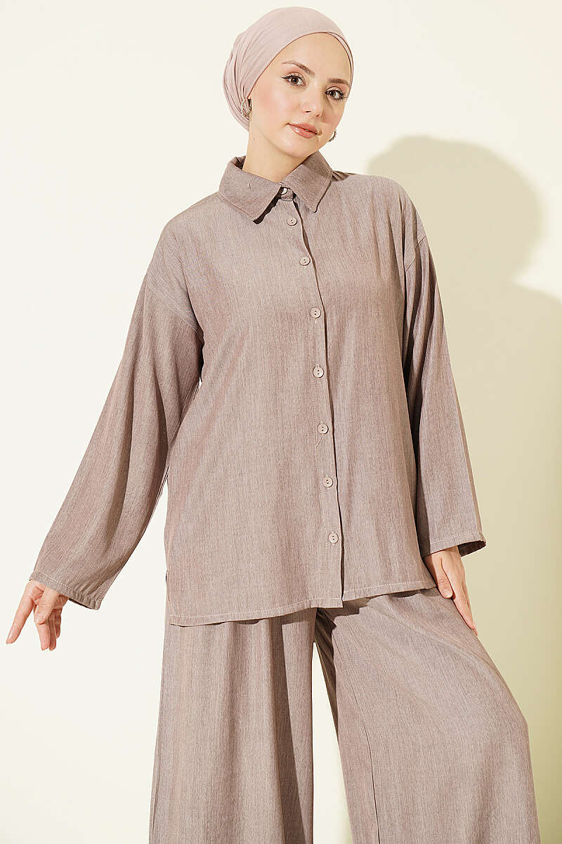 Loose Button Two-Piece Set - Powder