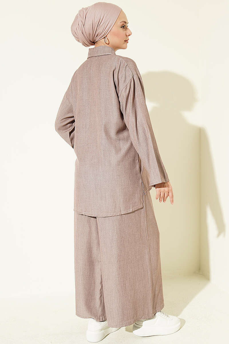 Loose Button Two-Piece Set - Powder