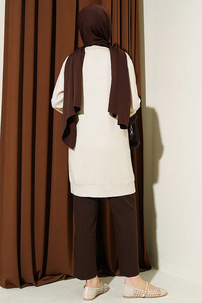 Loose Open-Front Cardigan - Beige