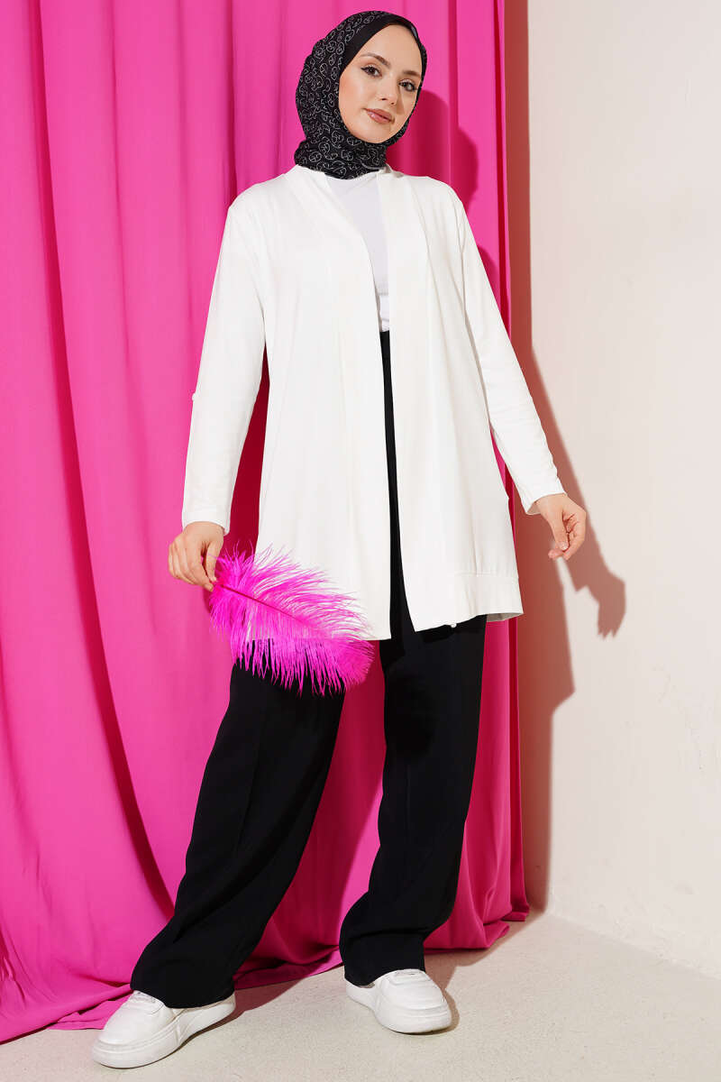 Loose Open-Front Cardigan - White