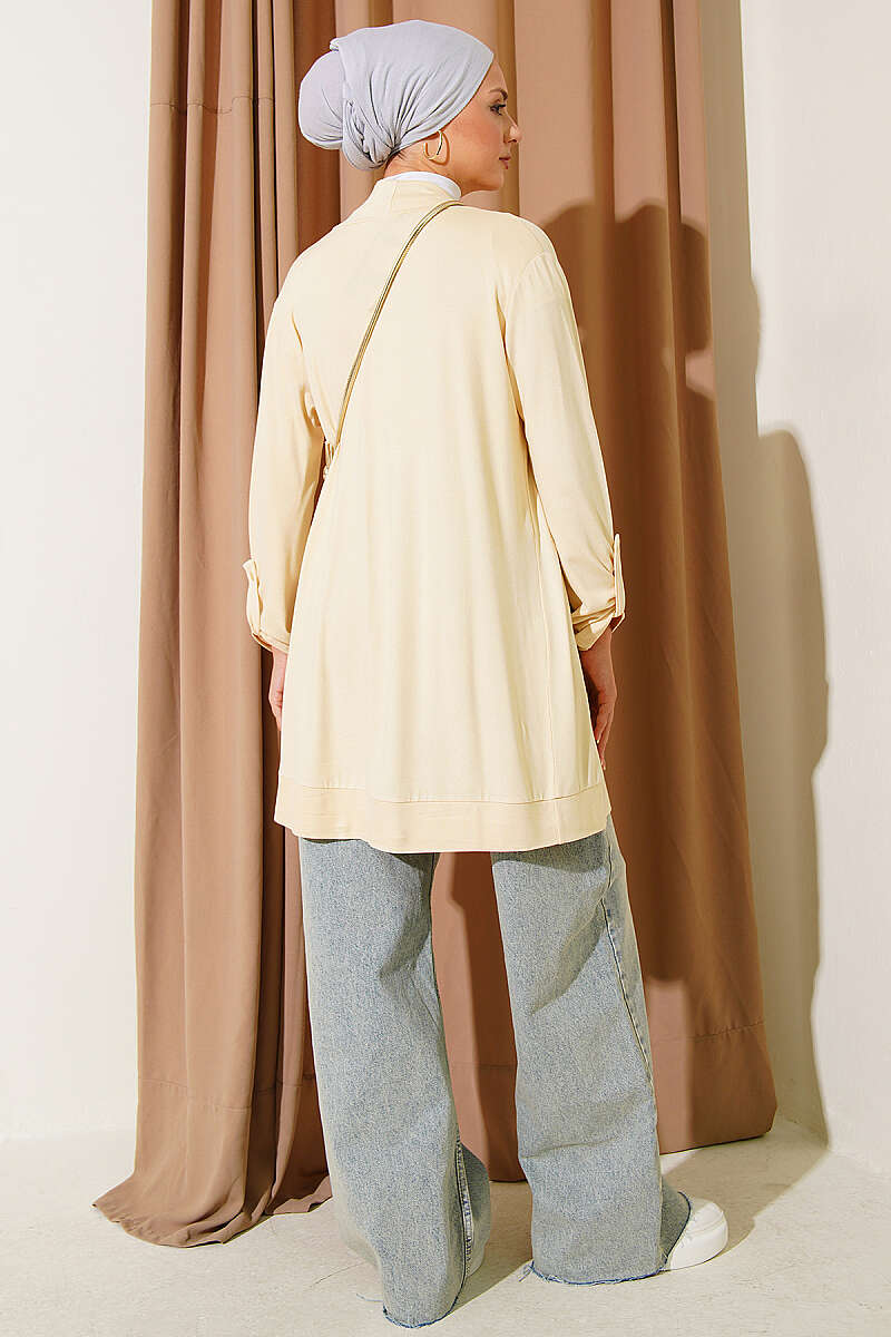 Loose Open-Front Cardigan - Yellow