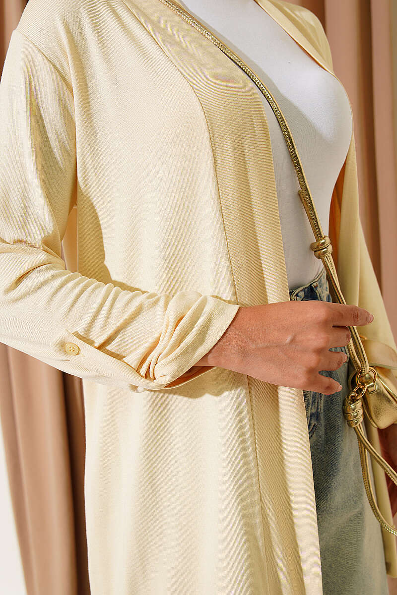 Loose Open-Front Cardigan - Yellow