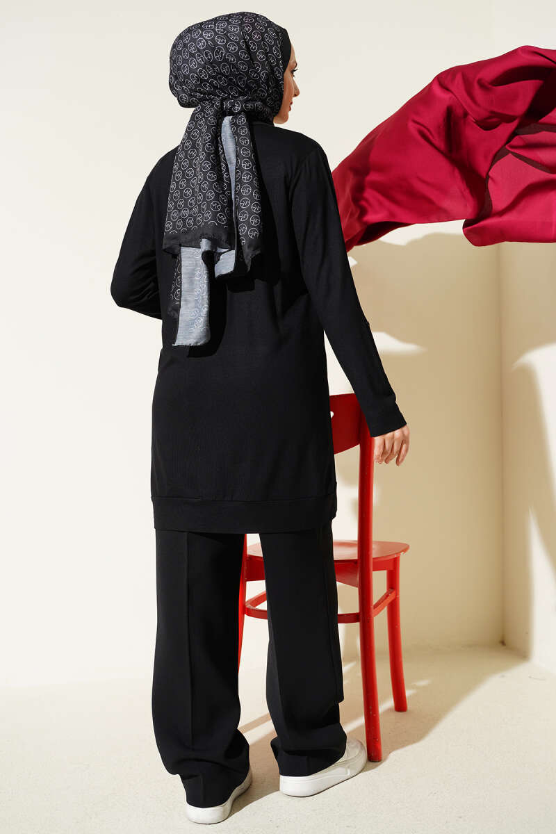 Loose Open-Front Cardigan - Black