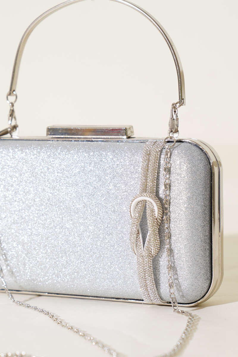 Knot-Detail Evening Bag - Silver