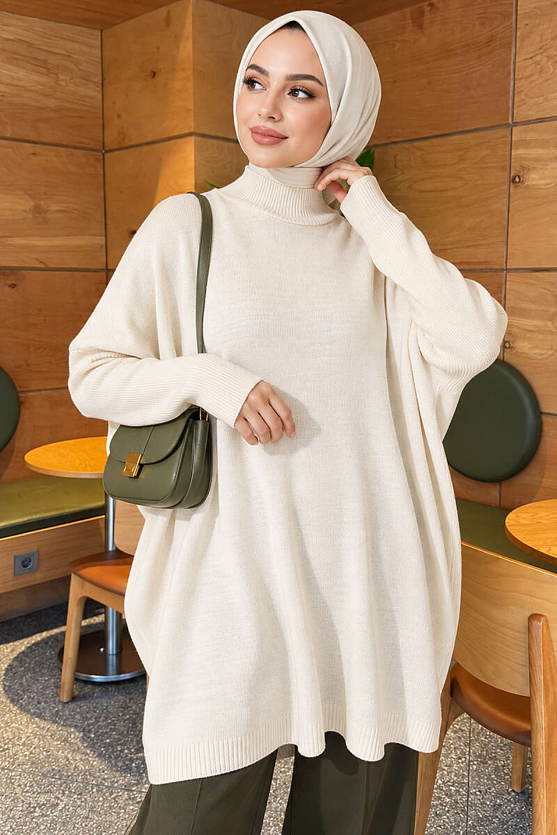 Drop-Sleeve Knit Tunic - Stone
